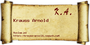 Krauss Arnold névjegykártya